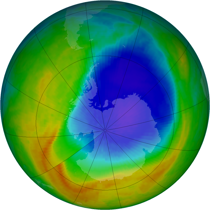 Antarctic ozone map for 15 October 2004